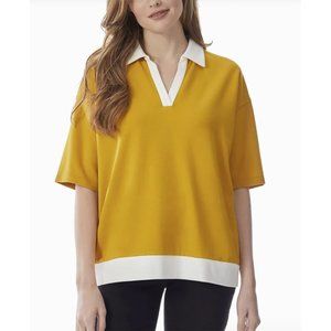 NWT JONES NEW YORK Knit dropped shoulder polo top